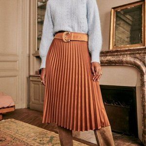 Sezane Pleated Midi Skirt